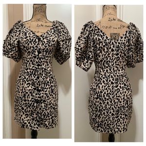 Nic & Jo Black And Tan Leopard Print Dress Size S